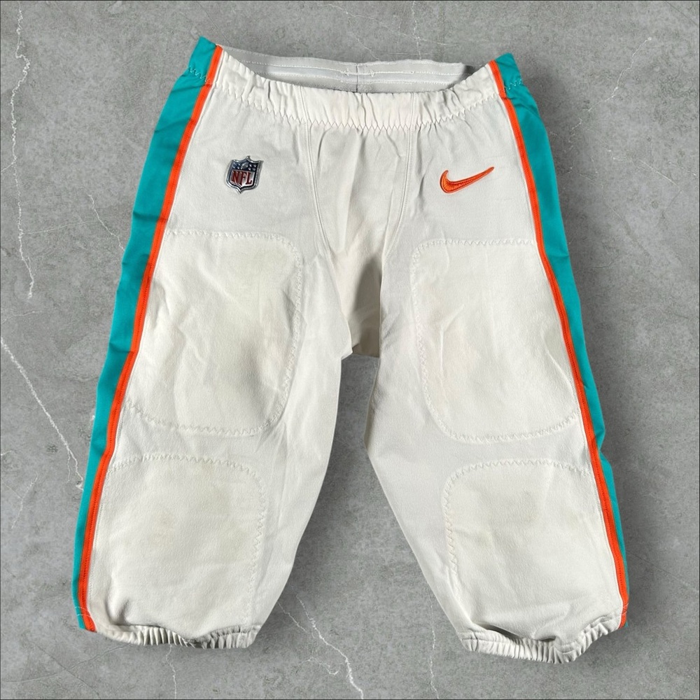 Miami Dolphins Pants Mens 34 White Nike‎ Game Used #59 On Field Derrick McLendon